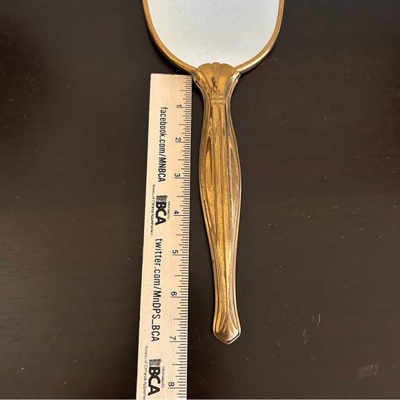 Vintage Lace Back Hand Mirror Brass French Boudoir Vanity Mirror Art Deco 13” - Picture 4 of 8